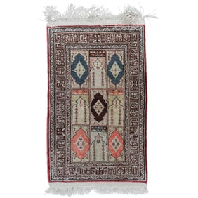 Middle Eastern Silk Blend Prayer Rug