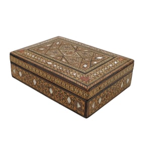 Middle Eastern Mother Of Pearl Micro Mosaic Marquetry Box