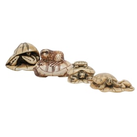 (4 pcs) Japanese Carved Bone Netsukes