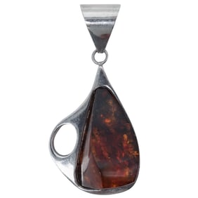 Silver and Amber Pendant