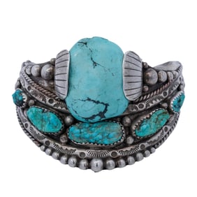 Southwestern Style Sterling Silver & Turquoise Cuff Bracelet
