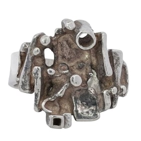 Juhls Sterling Silver Brutalist Tundra Ring #612