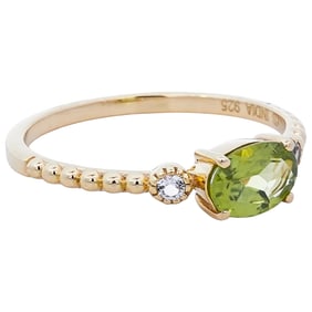 14K Yellow Gold Over Sterling Silver W/ Peridot Ring- Size 8
