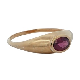 14K Yellow Gold On Sterling Rhodolite Garnet Ring