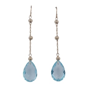 14K Gold & Blue Topaz Briolette Drop Earrings