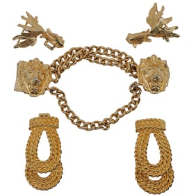 (3 Pc) XL Collectible 1970s-1980s Fashion Chunky Gold Tone Buckles