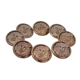 (8 Pc) Vintage Brass Lion's Head Buttons