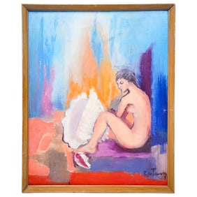 Rosa Tavarez (1939-2023, Dominican) "Mediation" Oil on Linen