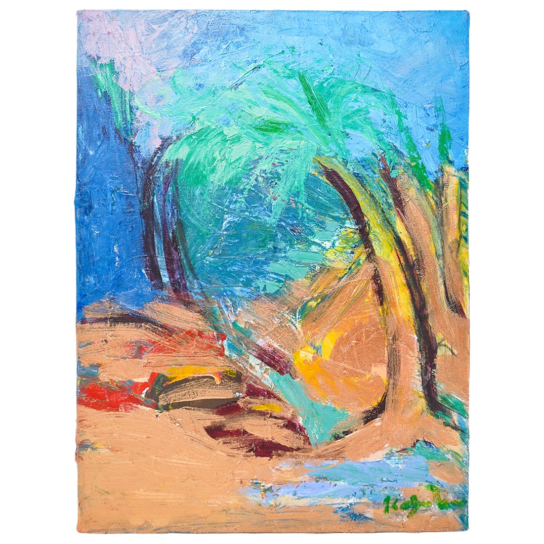 Rosa Tavarez (Dominican, 1939-2023) Beach Abstract Oil on Linen: Rosa Tavarez (Dominican, 1939-2023) Beach Abstract Oil on Linen 2017, Dominican An oil on linen abstract beach scene by artist Rosa Tavarez (Dominican, b. 1939 d. 2023). Signed in lower right corner a