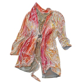 Textured Mixed Media Coat Sculpture On Board