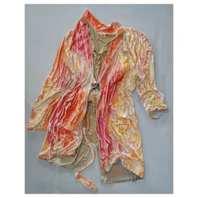 Textured Mixed Media Coat Sculpture On Board