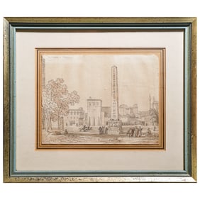 Signed Watercolor Painting Of Obelisk