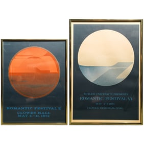 (2 Pc) Vintage Romantic Festival Lithograph Posters By R. Hobart