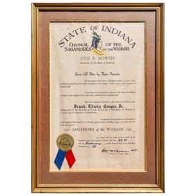 1978 State of Indiana Award Document