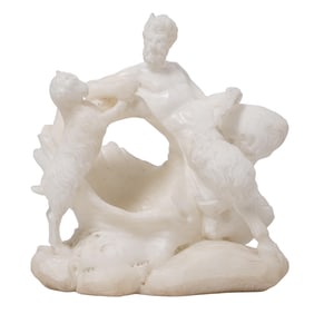 Italian Carved White Alabaster Figure of Pan