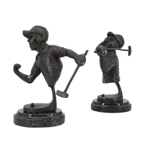 (2 Pc) Mark Hopkins Golf Series Bronze Sculptures