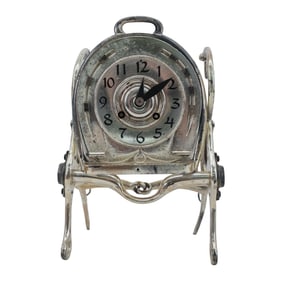 Antique Japy Freres Silver-Plated Desk Clock