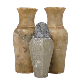 (3 pcs) Egyptian Style Canopic Stone Jars