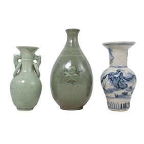 Oriental Ceramic Vase Trio