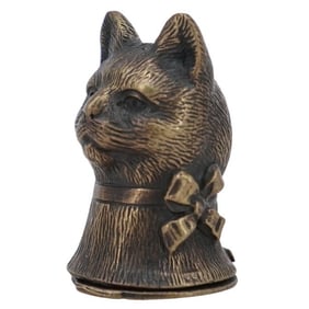 Vintage Brass Miniature Cat Head Vesta