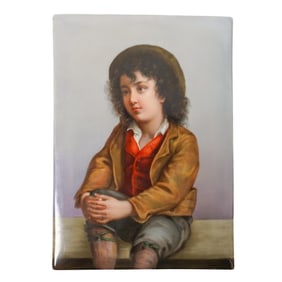 Vintage Enameled Portrait Plaque