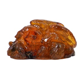 Amber Resin Carved Fish Figure