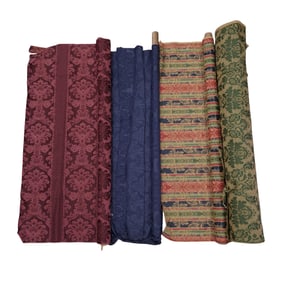 (4 Pc) Vintage Upholstery Varied Fabric Rolls