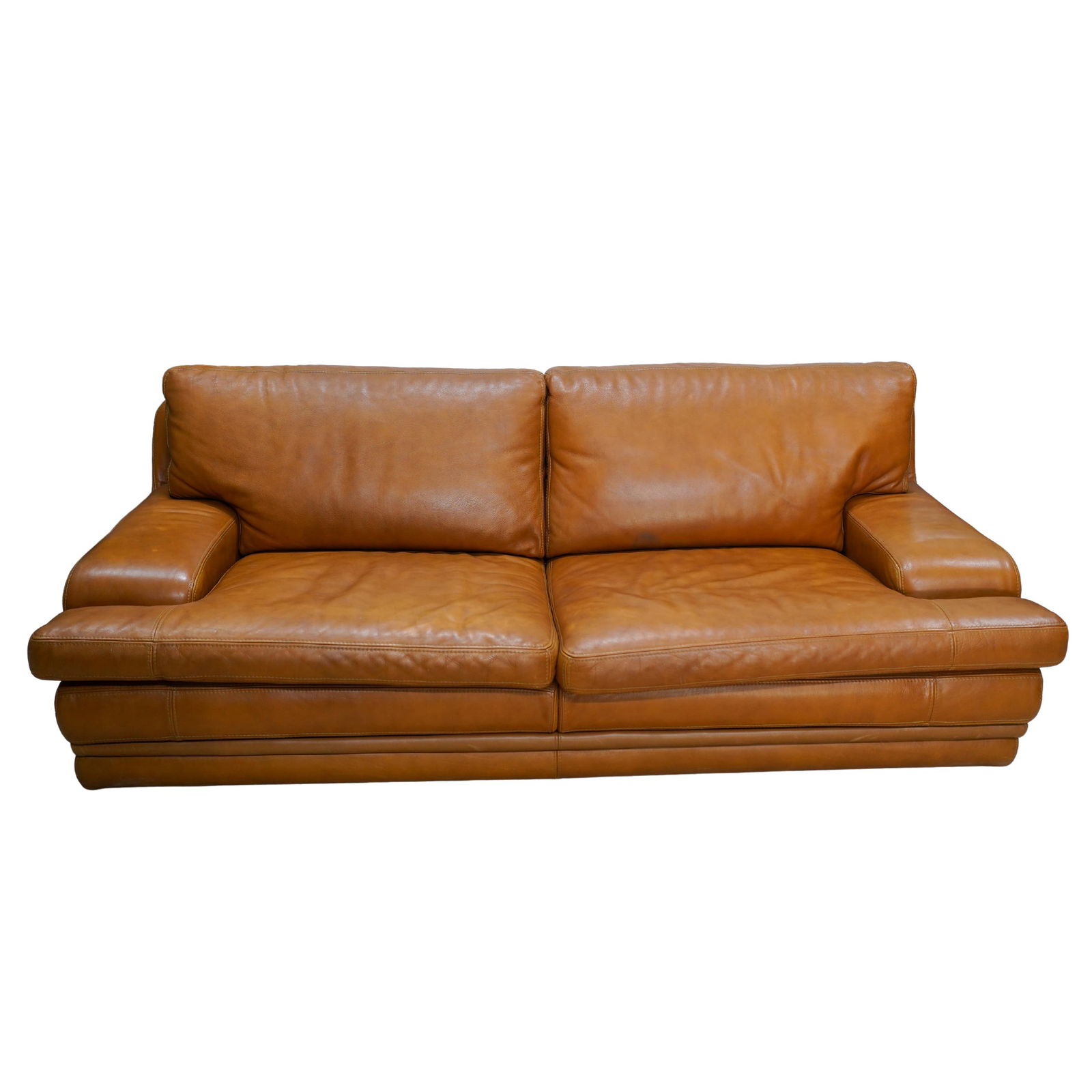 Roche Bobois Tan Leather Convertible Sofa/Bed