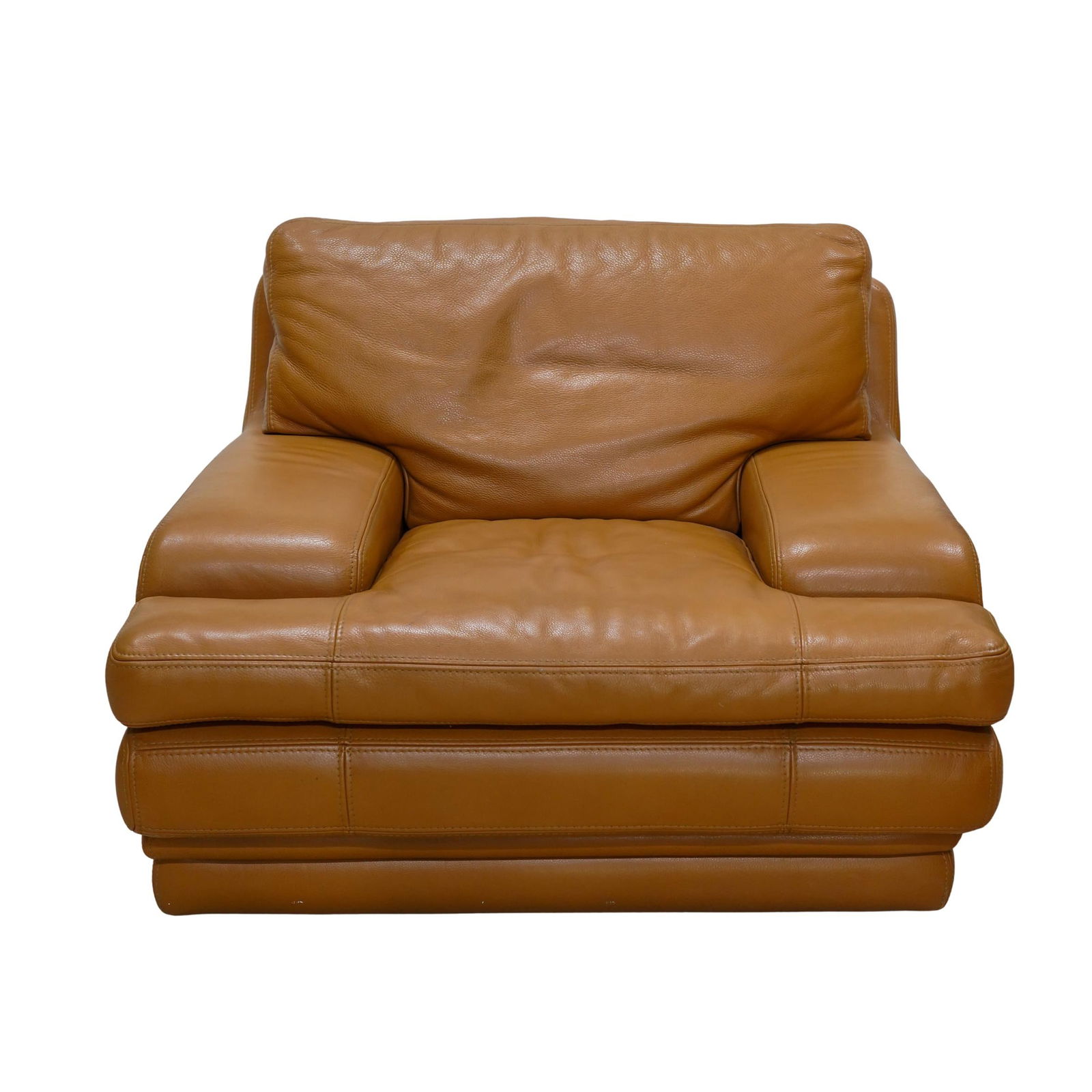 Roche Bobois Leather Sofa Armchair: Roche Bobois Leather Sofa Armchair21st century, French/ItalianA Roche Bobois (established 1960, French) brown leather sofa armchair features bottom rest extension and has interior label "Roche Bobois"