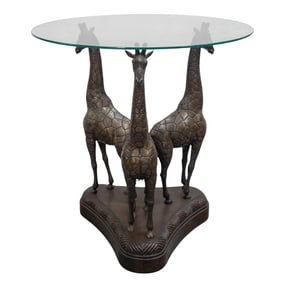 Maitland Smith Style Bronze Giraffe Accent Table