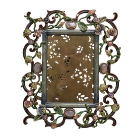 Jay Strongwater Reticulated Floral and Woodsy Enamel Frame