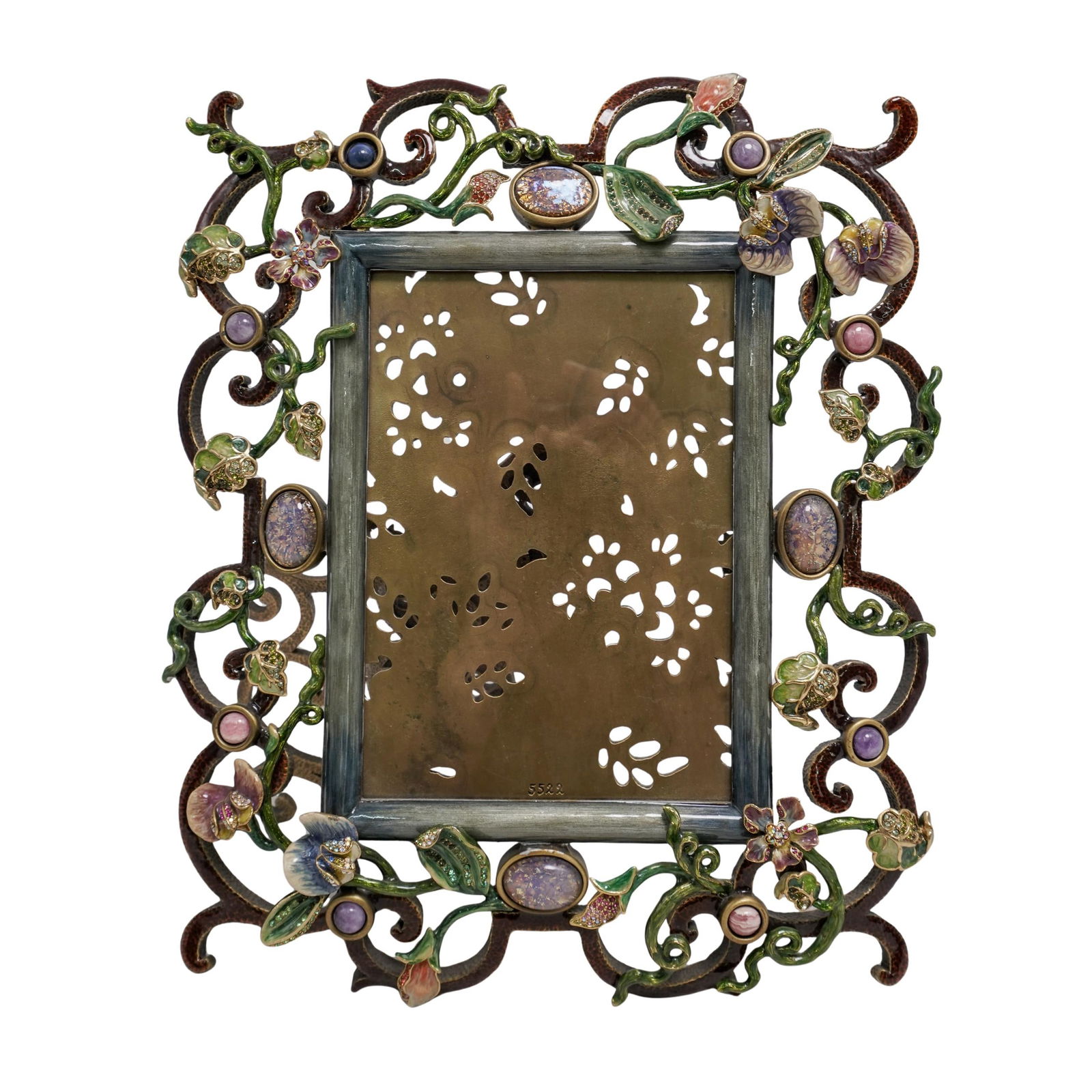 Jay Strongwater Reticulated Floral and Woodsy Enamel Frame (1 of 6)