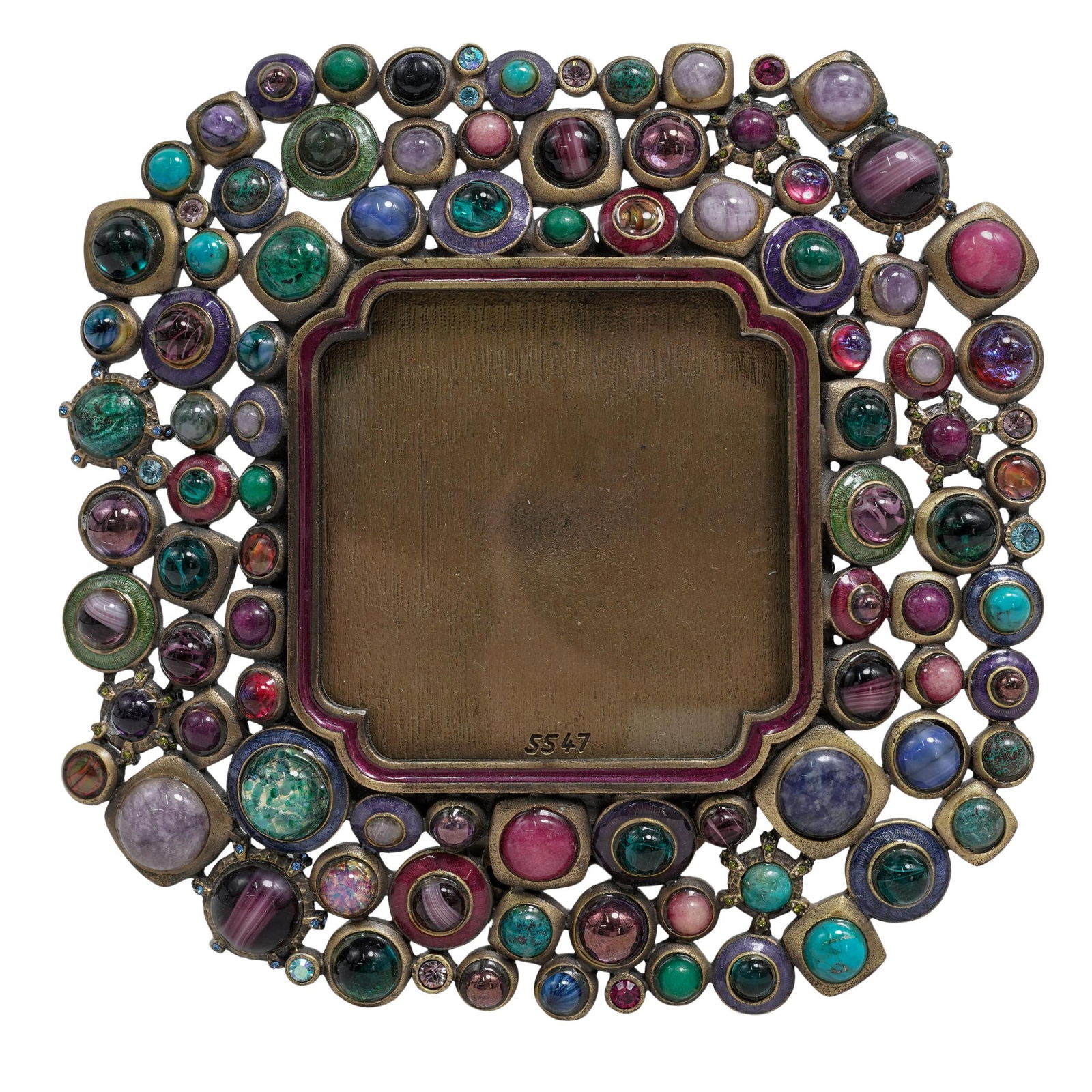 Jay Strongwater Muti-Stone Cabochon Jeweled Photo Frame (1 of 6)