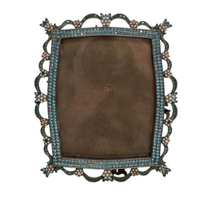 Jay Strongwater Jeweled Floral Ribbon-Edge Photo Frame