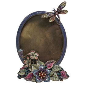 Jay Strongwater Jeweled 'Dragonfly' Oval Photo Frame