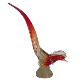 Murano Art Glass Pheasant Bird Aventurine Sculpture