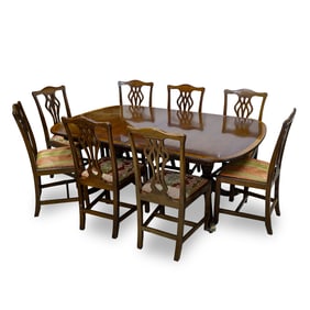 (9 pcs) Antique Regency Dining Table and Nouveau Chairs