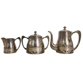 (3 Pc) Art Nouveau Russian Silver 3-Pc Coffee Serving Set