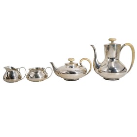 (4 Pc) Danish F. Hingelberg Sterling Silver Tea / Coffee Serving Set