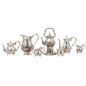 (10 Pc) Japanese Kuyeda 950 Sterling Silver Tea/Coffee Service