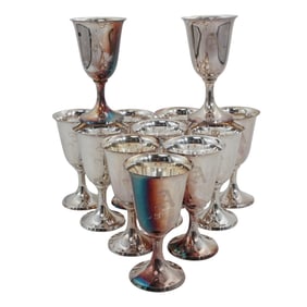 (12 Pc) Japanese Kuyeda 950 Sterling Silver Goblets Set