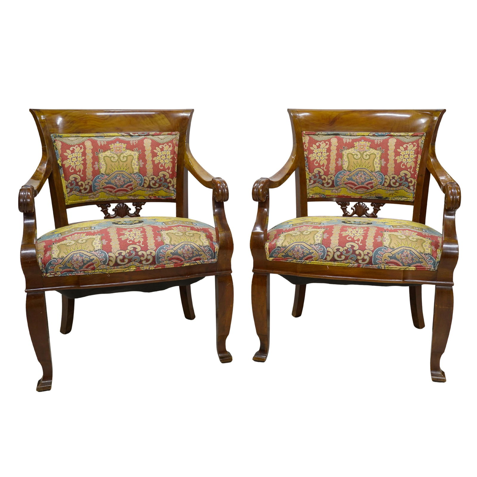 Pair of Antique Chippendale Style Upholstered Armchairs (1 of 7)