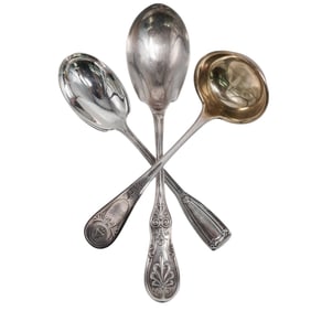 (3 Pc) Tiffany & Co. Sterling Silver Serving Spoons & Ladle Grouping