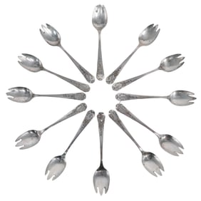 12 Pc) Antique Gorham Sterling Silver Ice Cream Sporks