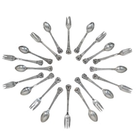 (20 Pc) Danish 830 Silver Demitasse Spoon & Fork Set
