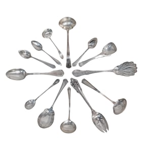 (13 Pc) Antique Sterling Silver Spoons & Ladles Assorted Grouping
