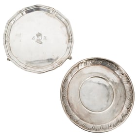 (2 pcs) Hallmarked Sterling Silver Floral Trays