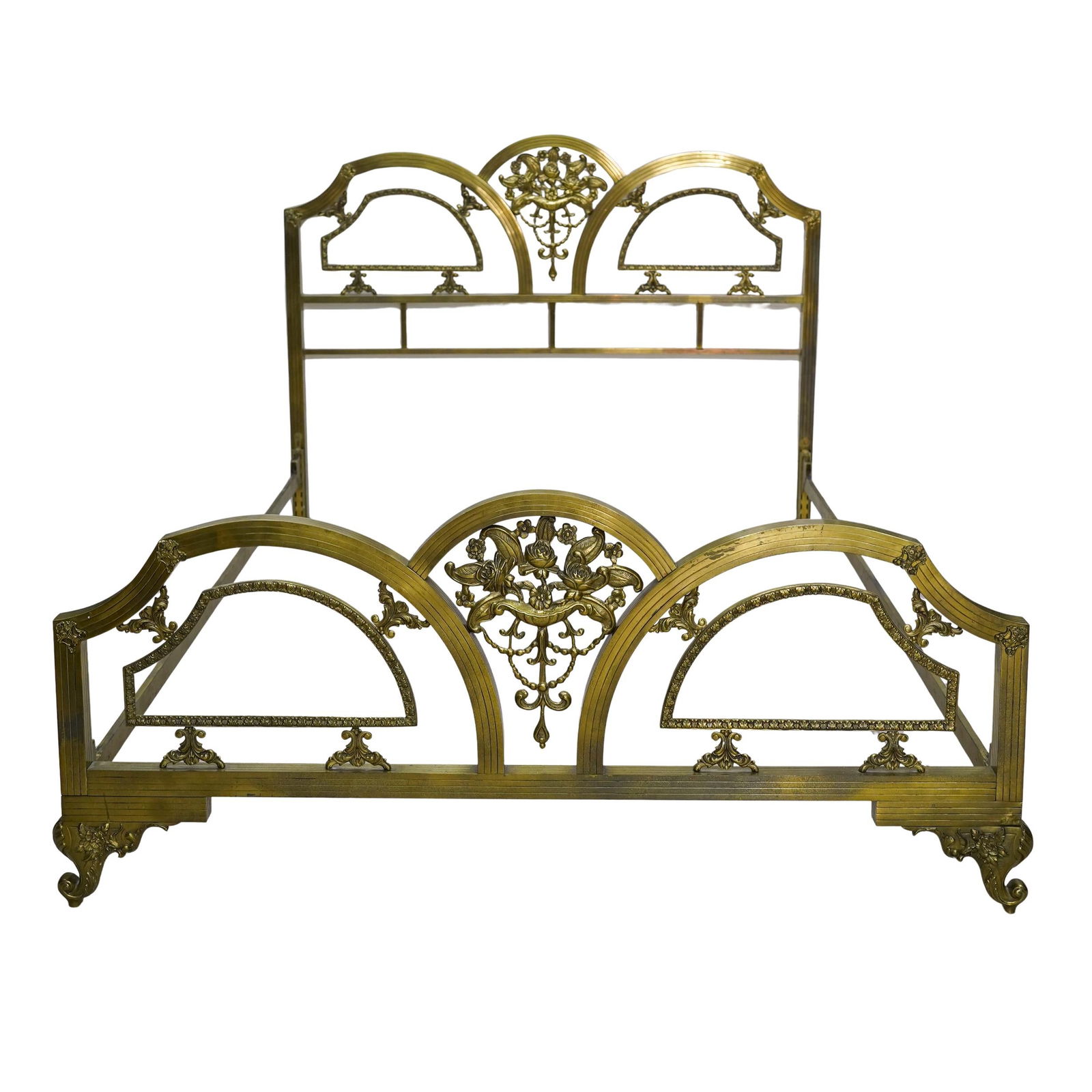 Antique Art Nouveau Brass Bed Frame (1 of 6)