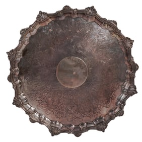 William Peaston 18th C. Ornate English Silver Salver Tray