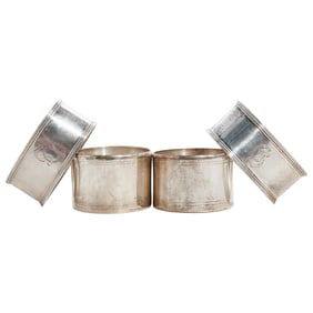 (4 Pc) Tiffany & Co. Sterling Silver Napkin Rings & Other